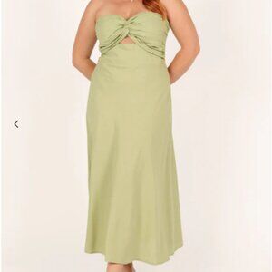 Petal and Pup Rosetta Strapless Midi Dress Green